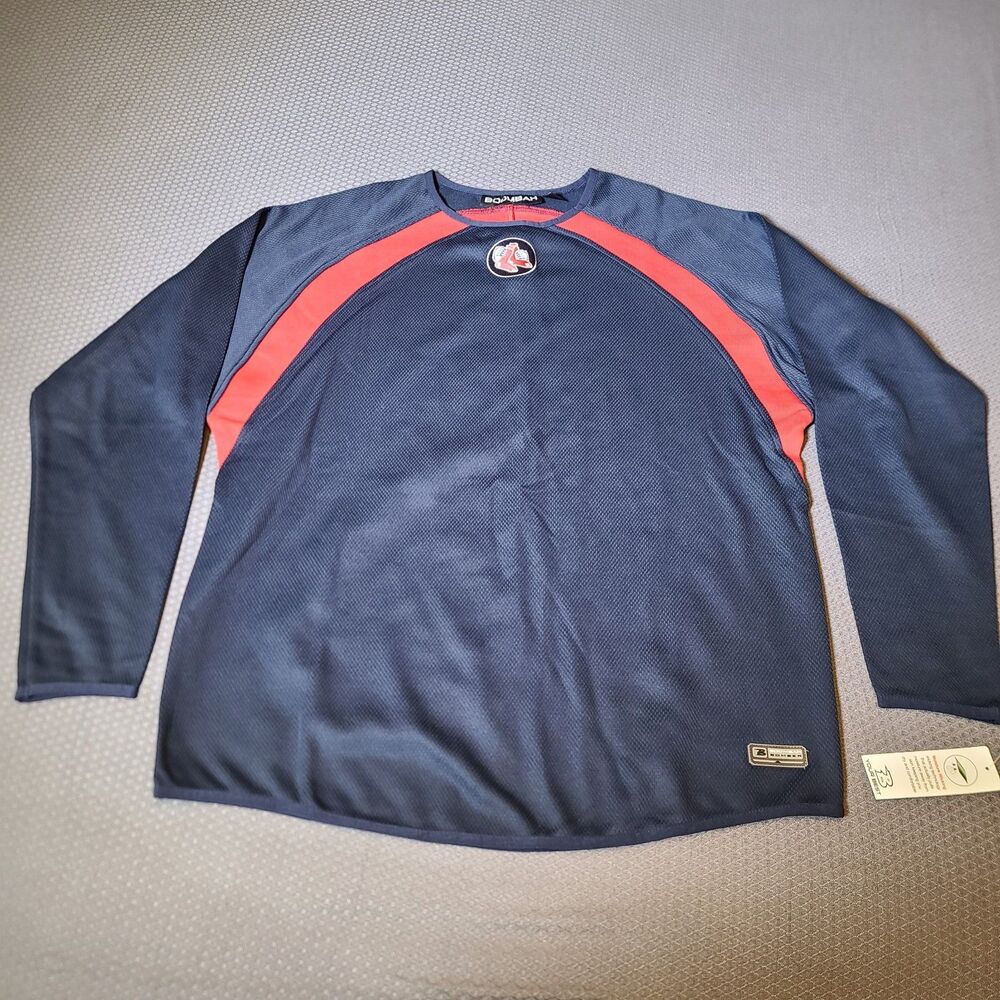 NWT Boombah Bomber Pawtucket Red Socks Long Sleeve Blue Red Shirt Size Large